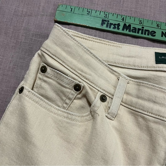 Lauren Ralph Lauren Cream Straight Leg Jeans Size 4 Petite Classic old money - Picture 6 of 8